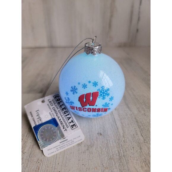 Wisconsin light up snow globe Sports Snowflake ornament Xmas topper - Picture 1 of 7